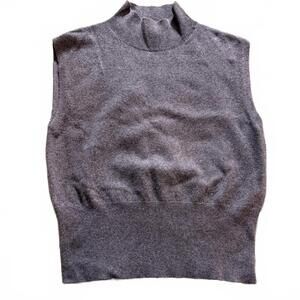 MINT VELVET‎ SZ S Heather Brown Sleeveless Mock Turtleneck Sweater Vest Preppy
